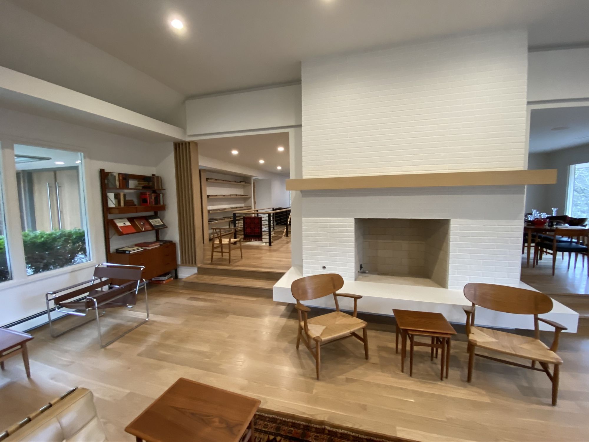 Living room around a white fireplace, South Helena Makeover