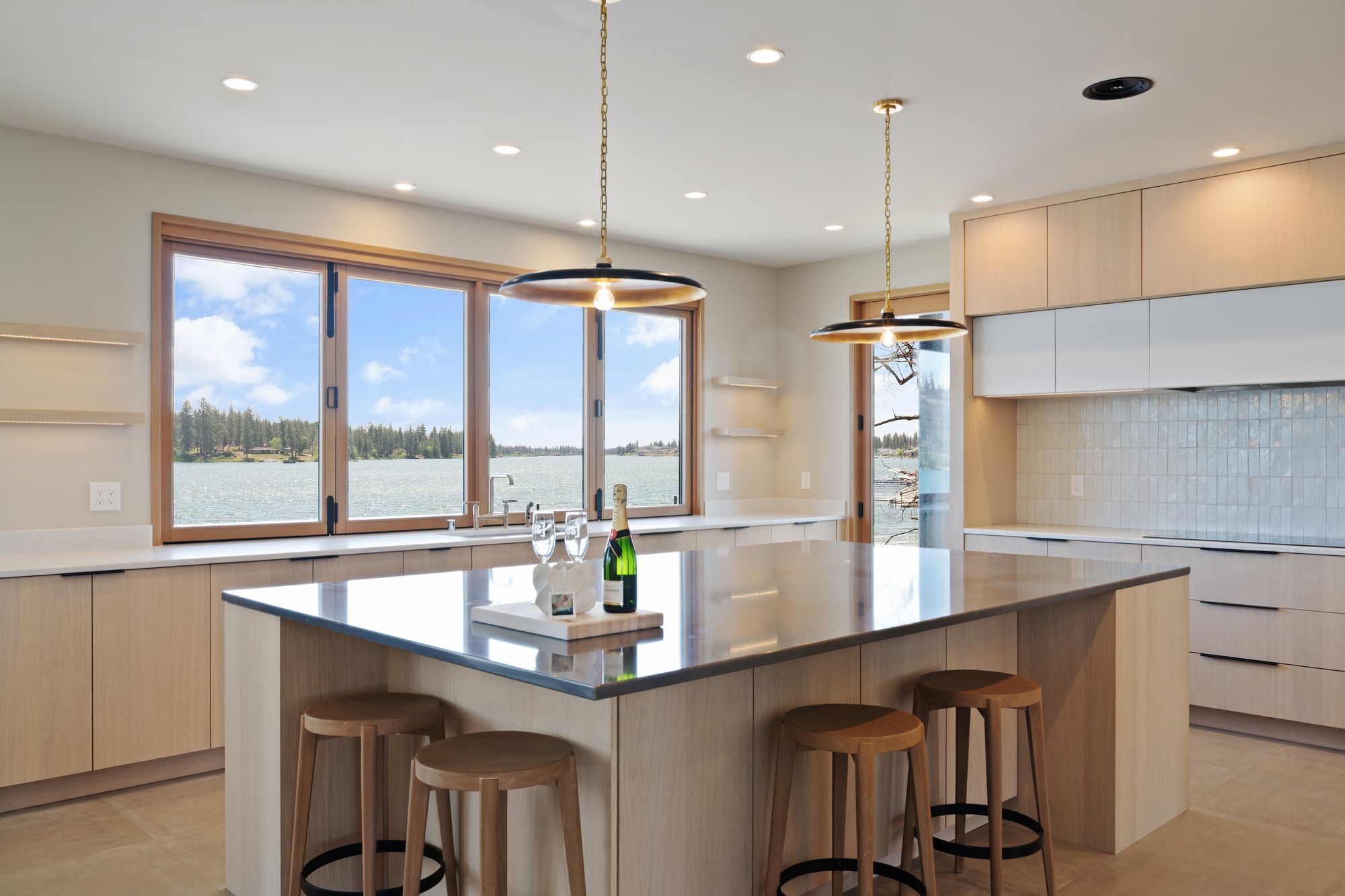 Kitchen island with lake views, Silver Lake