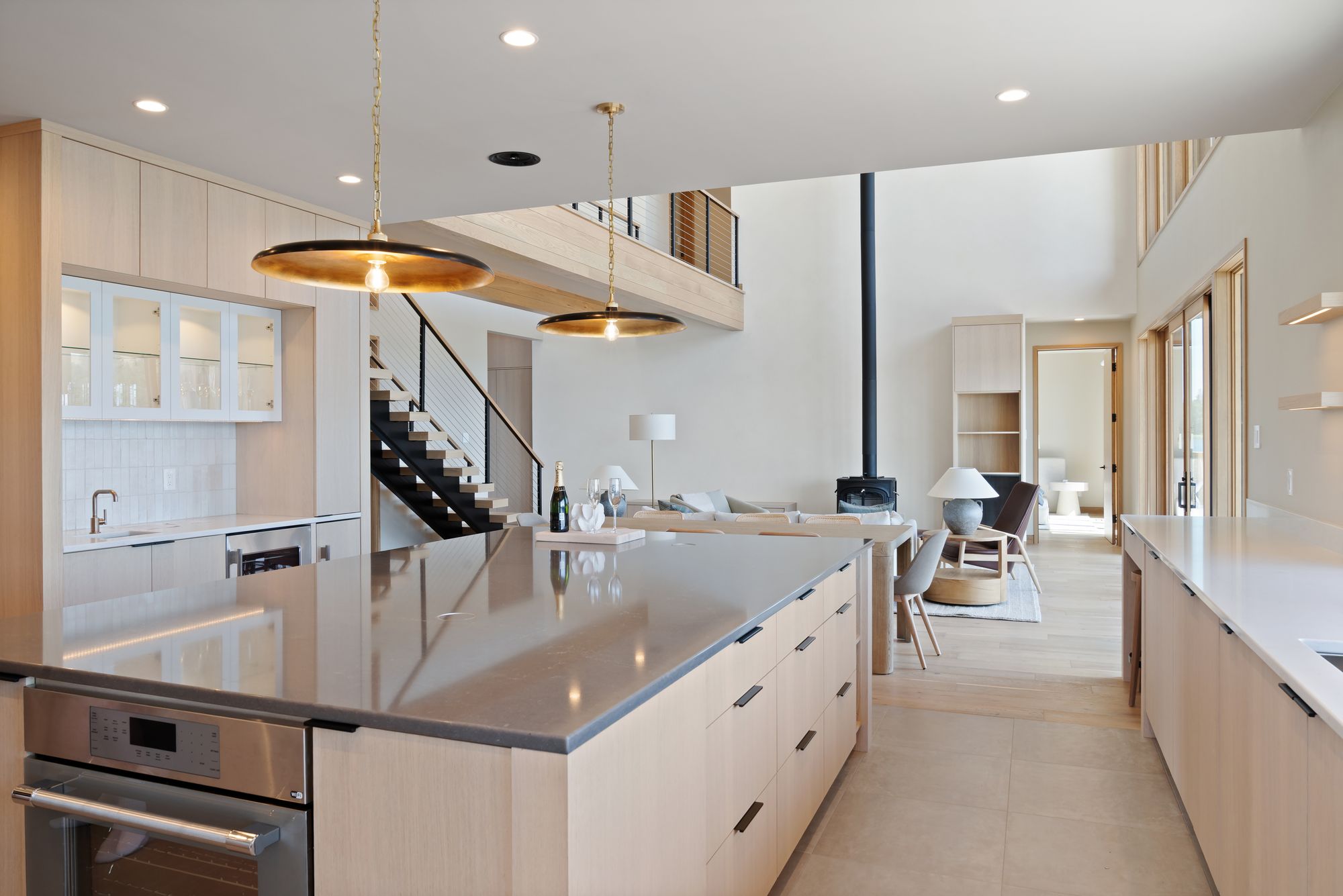 White oak kitchen under the loft, Silver Lake