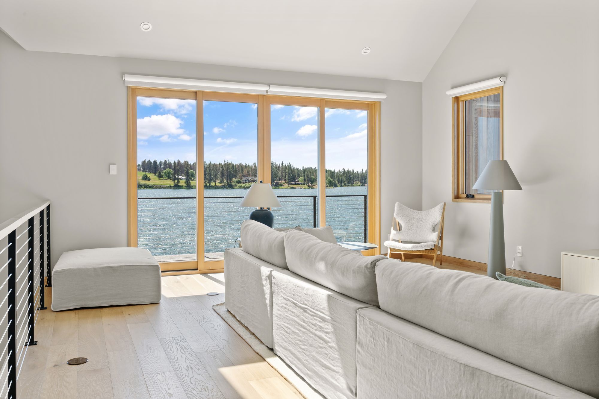 Living room with windows to the lake, Silver Lake